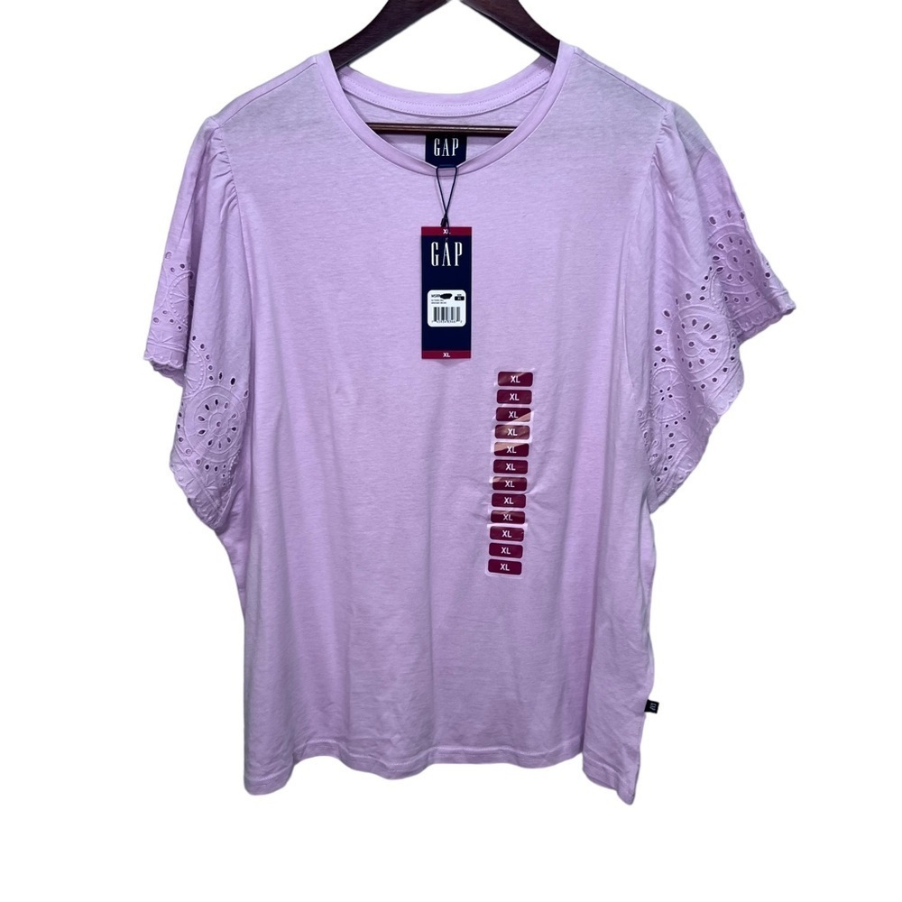 Gap Pink Eyelet Sleeve Top Size XL